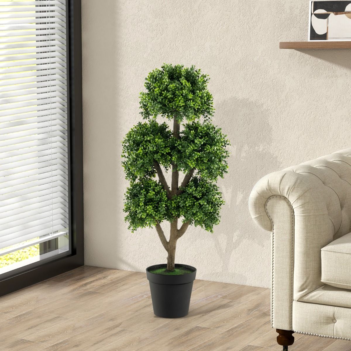 115cm Artificial Boxwood Topiary Ball Tree for Home Office Front Porch